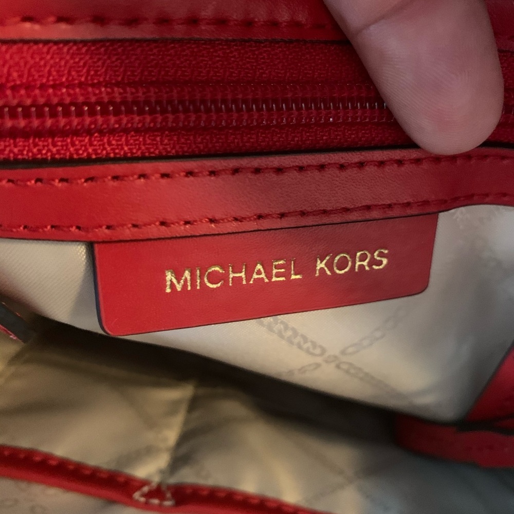 Michael Kors Tan, Brown and Red Backpack Purse
